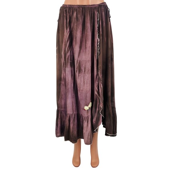 Vtg Free People Boho Embroidered Maxi Skirt | Cottagecore Coastal Grandma Y2K S - Picture 2 of 16